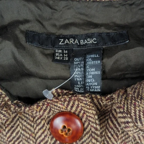 SOLD! Wool Blend Herringbone Bolero Old Fashioned Zara - Picture 10 of 12